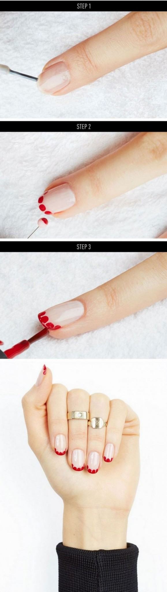 déco ongle facile -french-manucure-pois-rouges-tuto