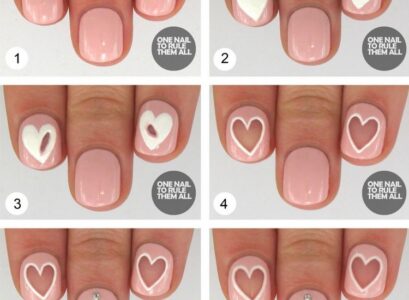 déco ongle facile -tutoriel-vernis-ongles-rose-coeurs-blancs