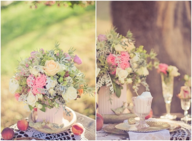 décoration vintage champêtre-mariage-plein-air-nappe-dentelle