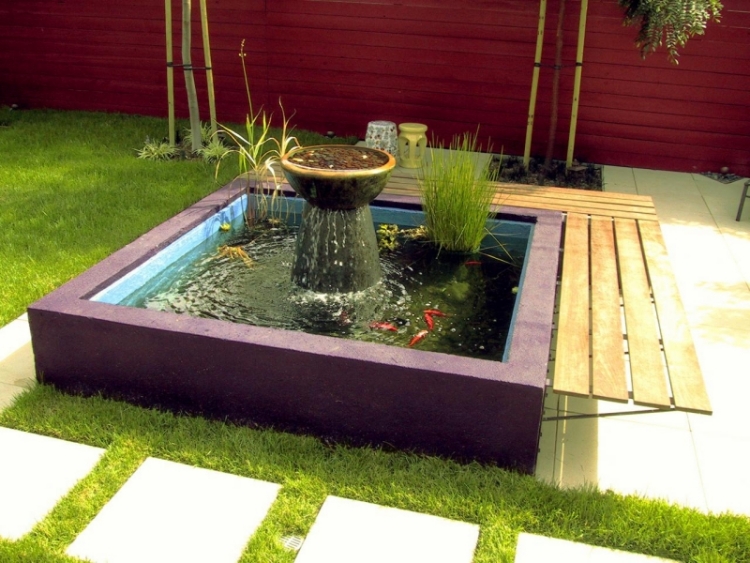 faire-bassin-de-jardin-fontaine-banc-bois