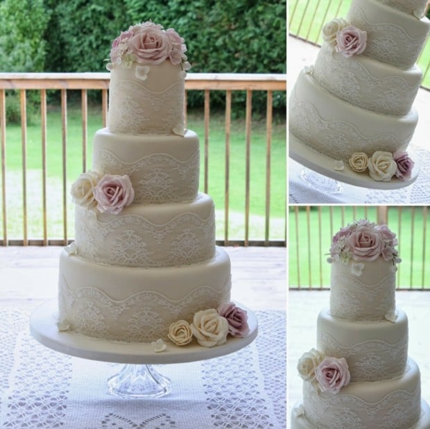 gâteau-mariage-américain-glaçage-dentelle-roses