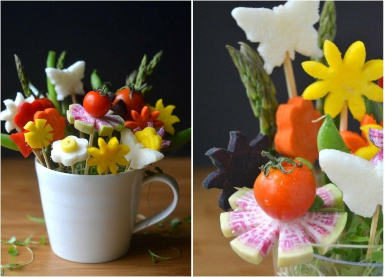 idées-repas-anniversaire-enfant-vase-fleurs-légumes