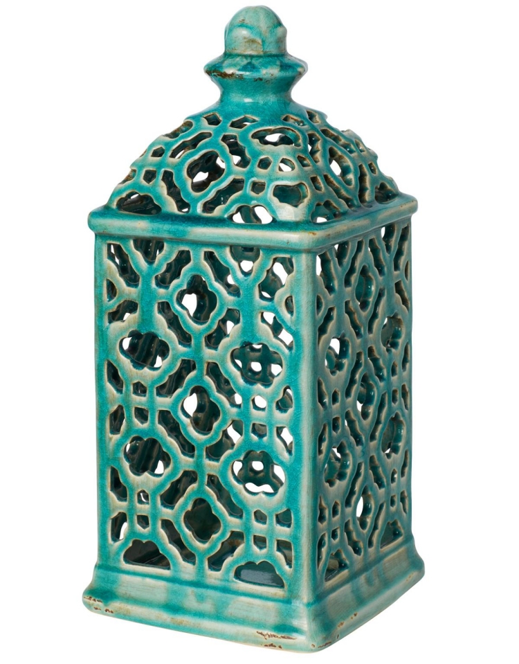 lanterne extérieure céramique émaillée-turquoise