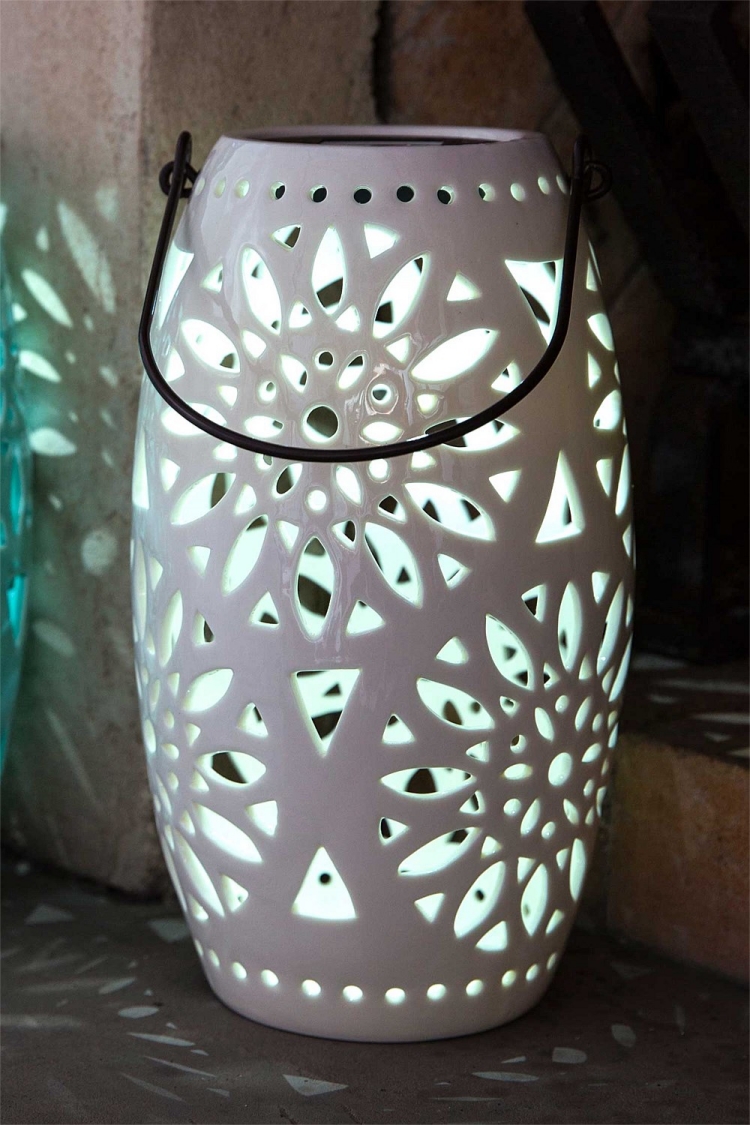 lanterne extérieure motif floral-céramique-émaillée