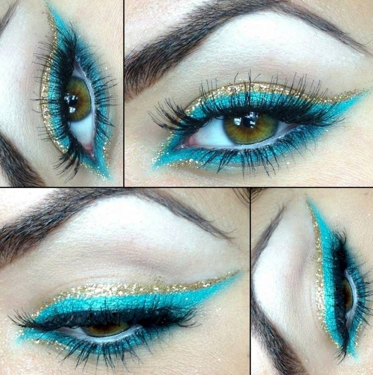 maquillage-yeux-été-turquoise-or-eye-liner-mascara maquillage yeux