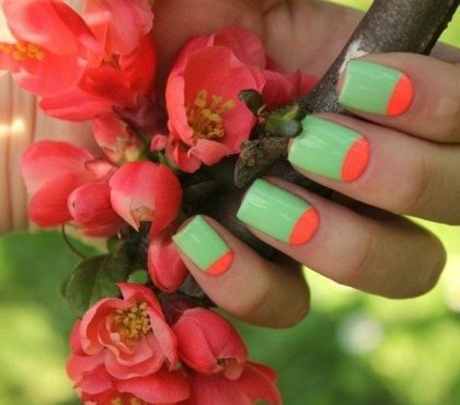 nail art facile printemps 2015 idée superbe-vert-orange