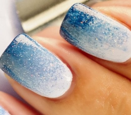 ongles nail art ombré blanc bleu paillettes- 2015-2016