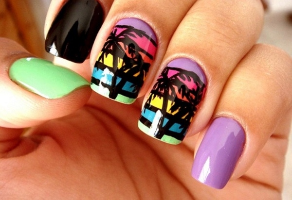 ongles-nail-art-tendance été 2015 couleurs palmier