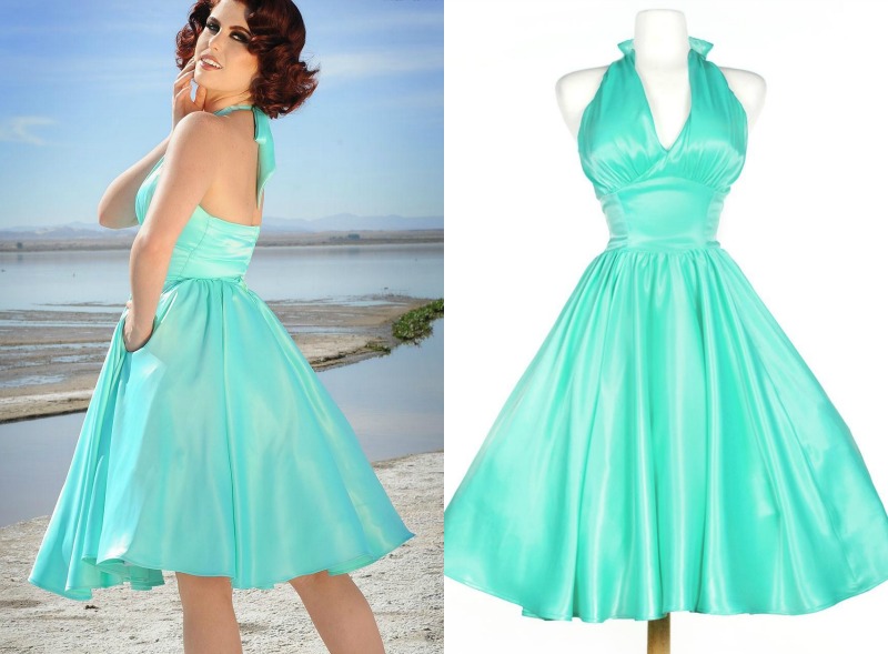 robe-années-50-turquoise-clair-inspiration-Marilyn-Monroe