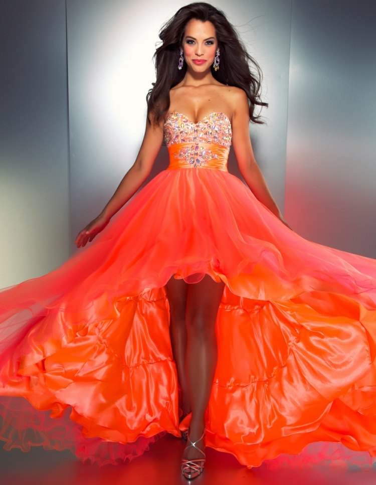 robe bal de promo taffeta organza-orange-corail-bustier-coeur