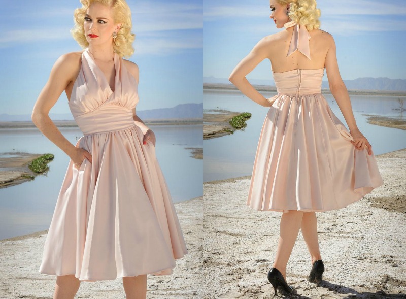 robe-élégante-tour-cou-années-50-style-Marilyn-Monroe