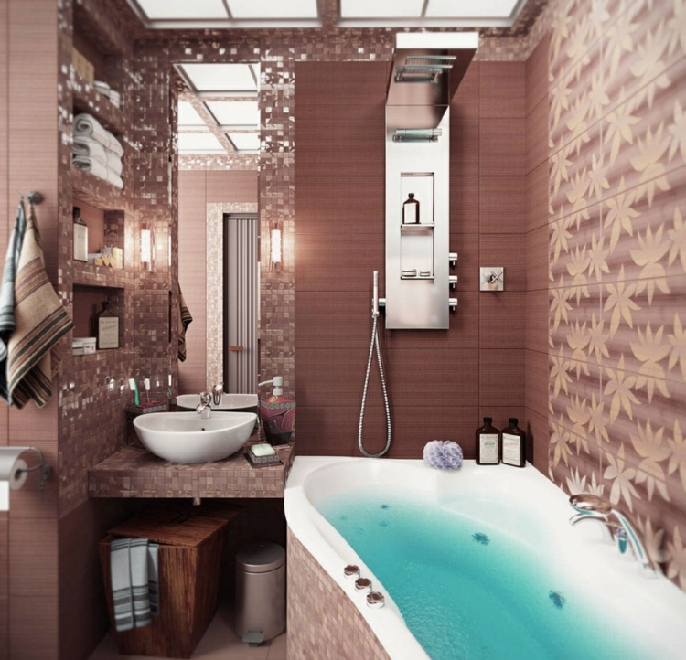 salle-bain-douche-multifonction-carrelage-fleurs-mosaïque