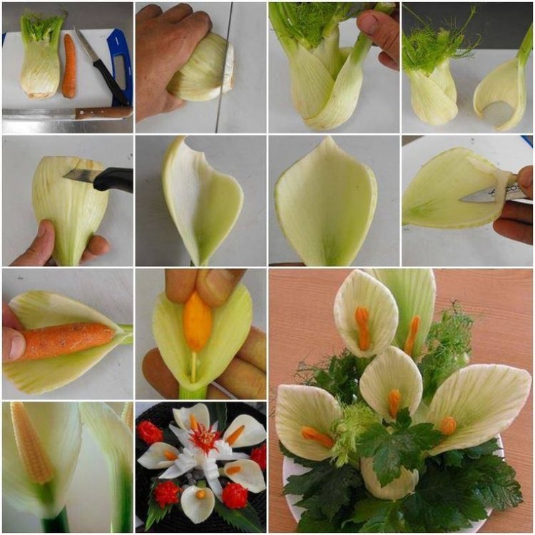 sculpture-fruit-legume-bouquet-calla-fenouil