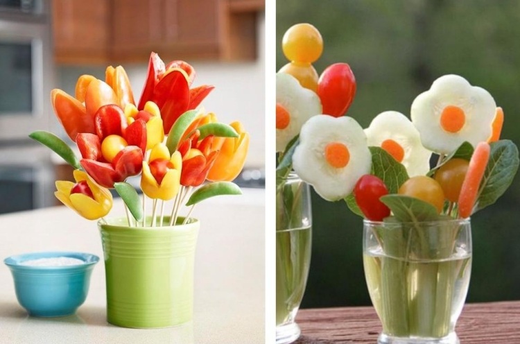 sculpture-fruit-legume-bouquet-fleurs-poivrons-carottes