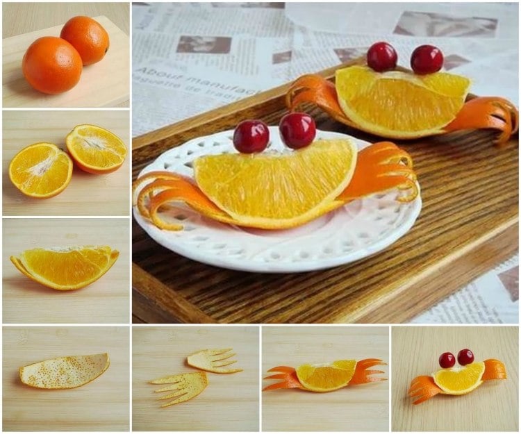 sculpture-fruit-legume-crabes-tranches-orange sculpture sur fruit