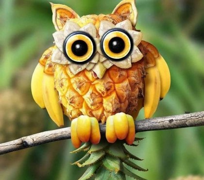 sculpture-fruit-legume-hibou-ananas-bananes