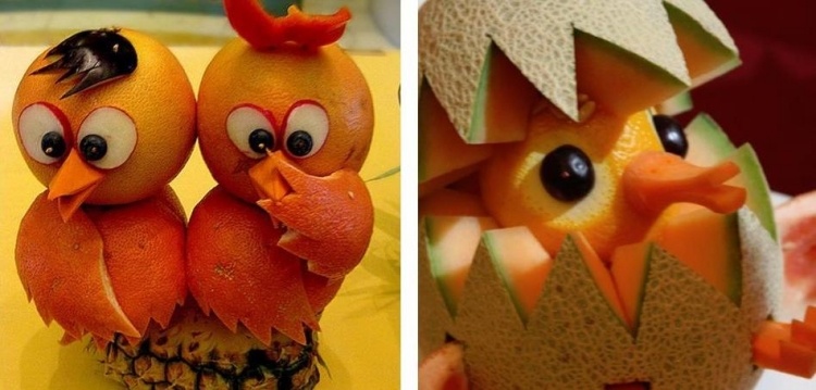 sculpture-fruit-legume-oiseaux-melon-pamplemousse sculpture sur fruit