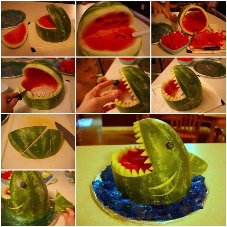 sculpture-fruit-legume-pastèque-requin2 sculpture sur fruit