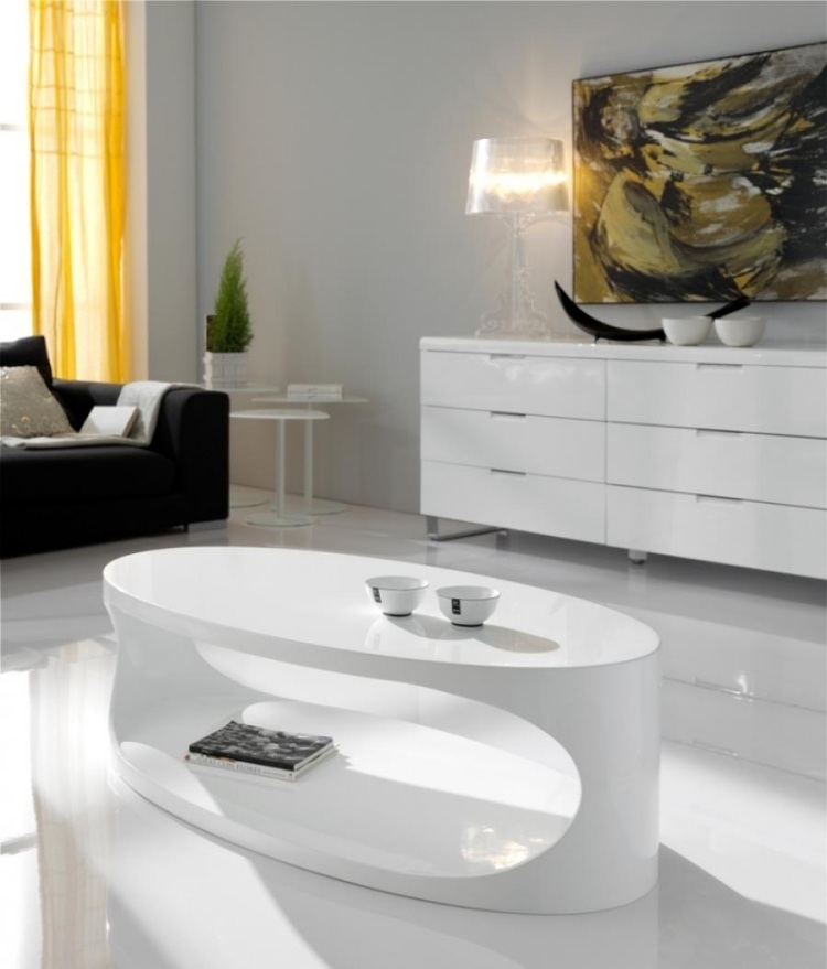 table-basse-design-blanc-brillant-forme-ovale