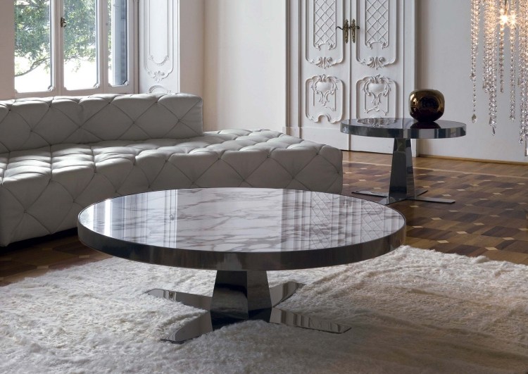 table-basse-design-ronde-marbre-métal-Bourbon-Giuseppe-Vigano