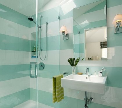 alternative-peinture-salle-bain-rayure-nuances-turquoise