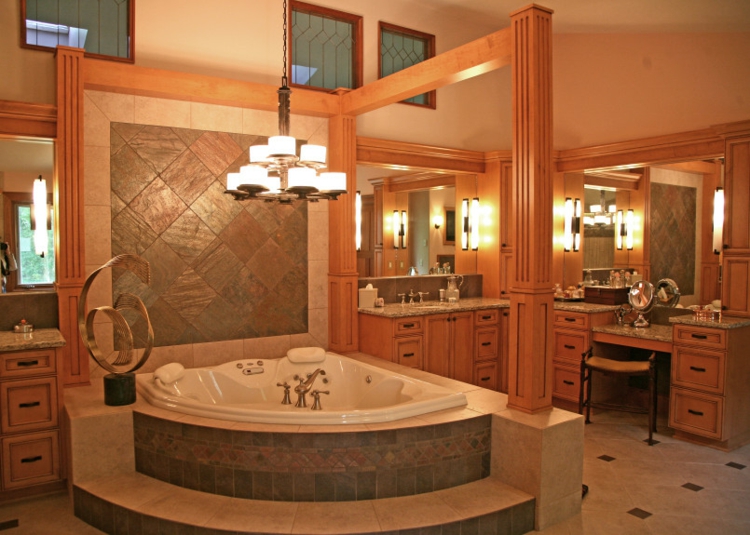 aménagement-salle-de-bain-lampe-plafond-miroir-rectangulaire-bois