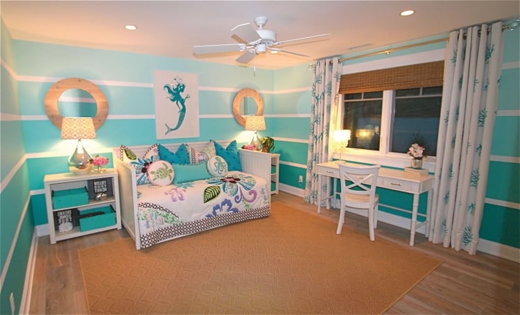chambre-enfants-couleur-murs-nuances-turquoise-dégradé