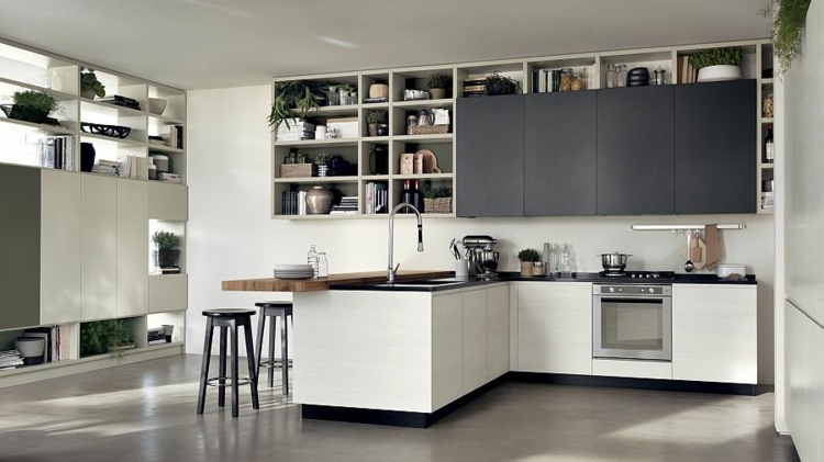 cuisine-angle-ouverte-salon-armoires-blanches-anthracite