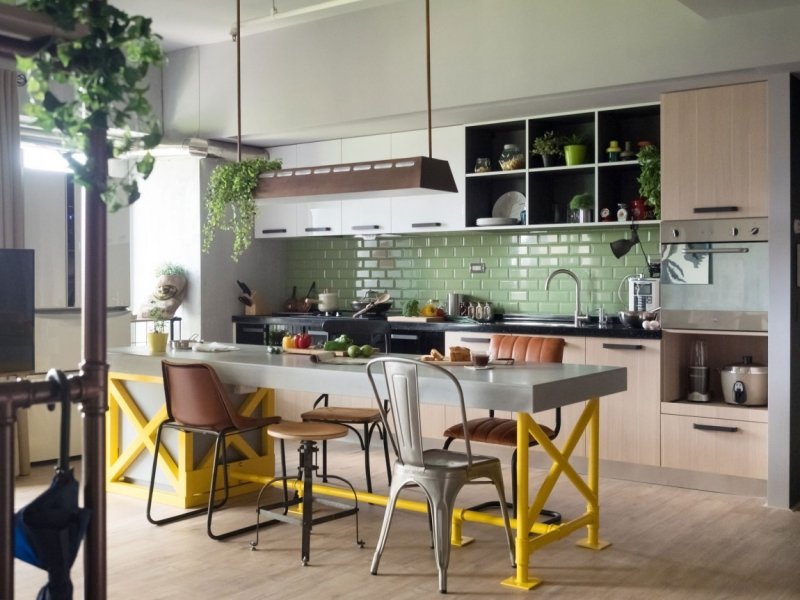 Cuisine rustique contemporaine– 50 idées de meubles en bois Décor Contemporaine cuisine