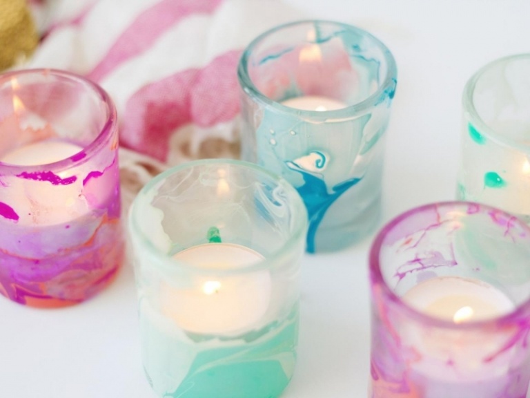 deco-DIY-ete-porte-bougies-verre-multicolore déco DIY