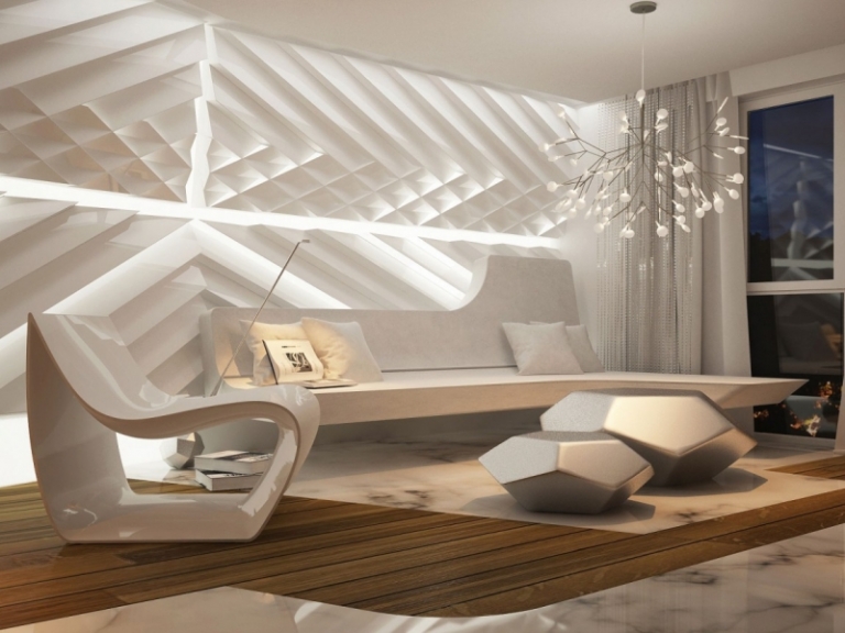 deco-interieur-salon-blanc-panneaux-muraux-3d-lustre-arbre-mobilier-futuriste