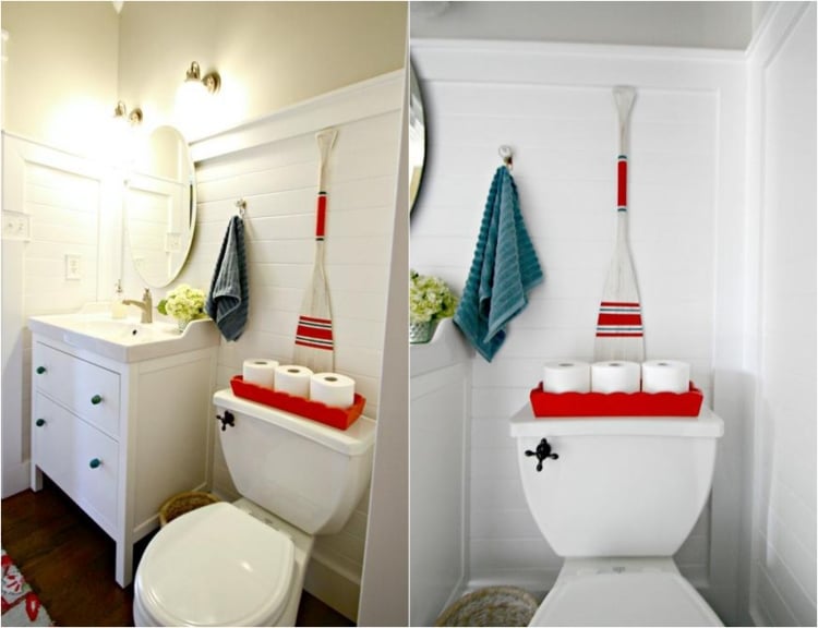 deco-marine-toilettes-rame-fleurs-peinture-murale-blanche-accents-rouges