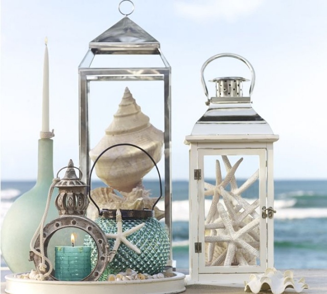 décoration-jardin-bord-mer-lanterne-coquillages-étoiles