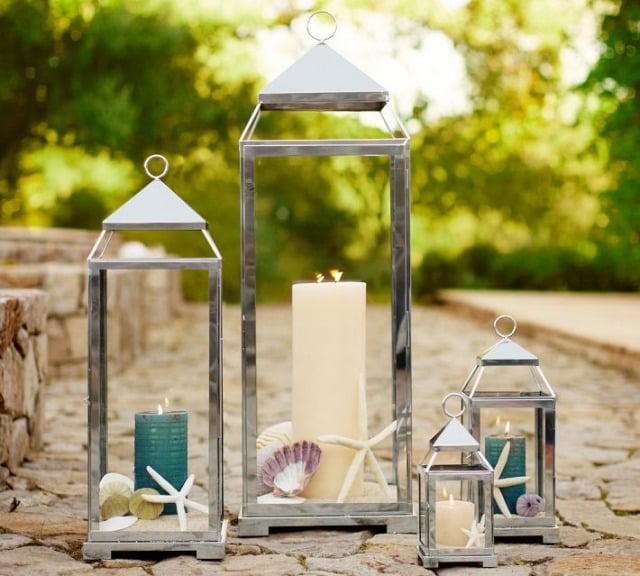 décoration-jardin-lanternes-carrées-verre-métal-étoiles-mer