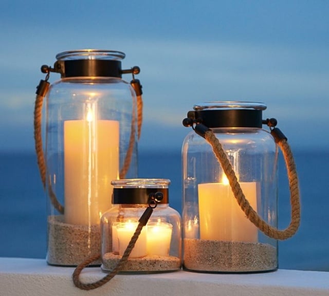 décoration de jardin lanternes extérieures-sable-corde