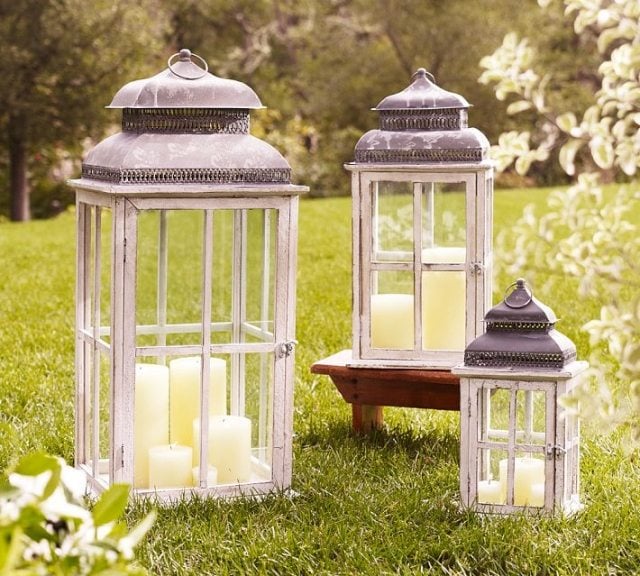 décoration-jardin-style-vintage-lanternes-bois-peint-blanc-vieilli
