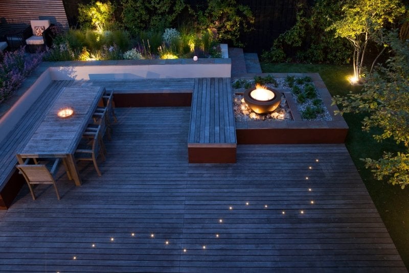 eclairage-exterieur-terrasse-composite-spots-led-vasque-feu éclairage extérieur