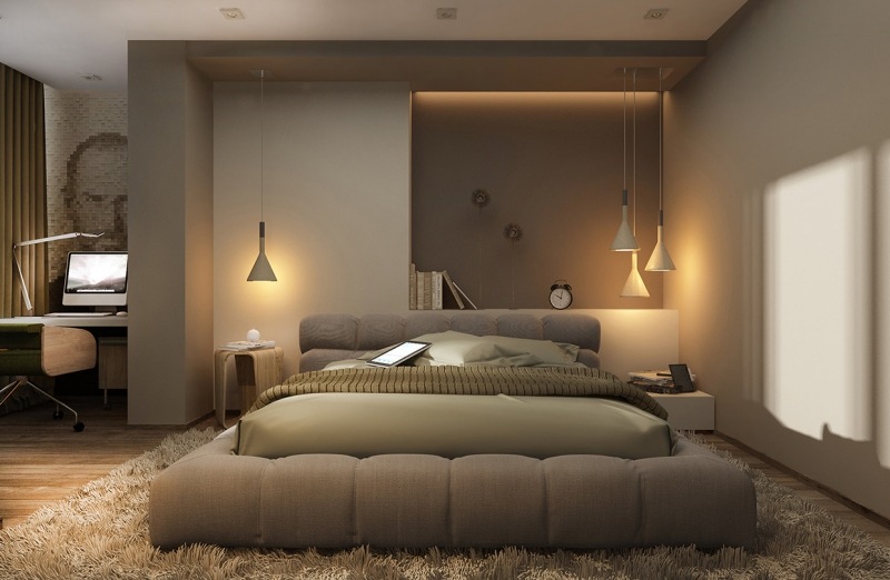 eclairage-led-indirect-chambre-coucher-suspensions-entonnoir-panneau-mural