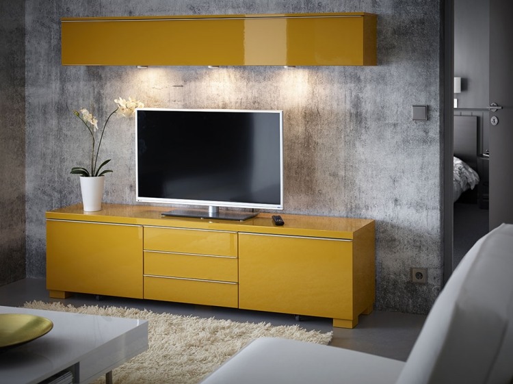 eclairage-led-salon-meuble-tv-armoire-murale-IKEA-spots-led-encastrés