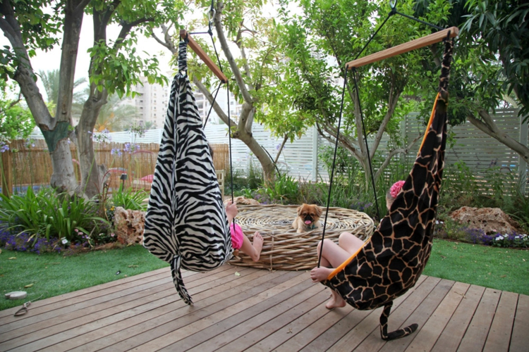 hamac-chaise-tissu-imprimé-zèbre-léopard-terrasse hamac chaise
