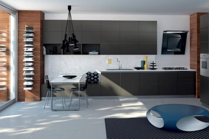 hotte-decorative-design-noire-moderne-murale-cuisine-ouverte-coin-repas-armoires