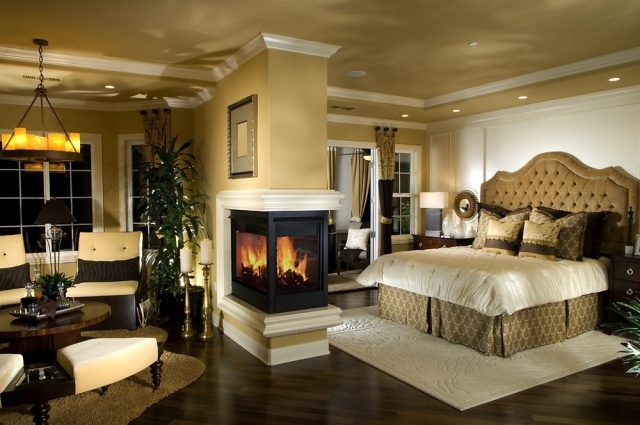 idee-chambre-de-luxe-cheminee-eclairage-interieur-grand-lit-tete-lit