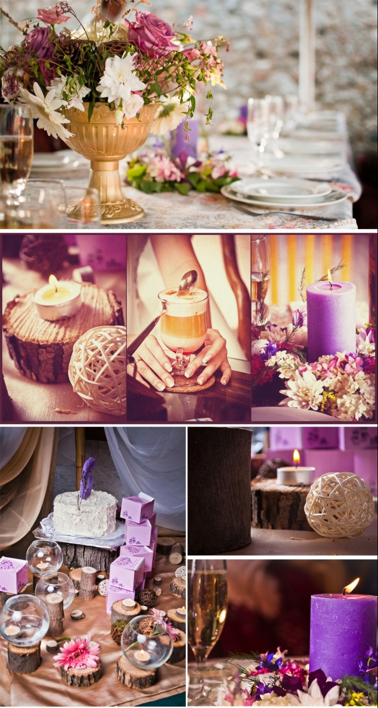 idees-decoration-mariage-arrangement-fleurs-bougie-vases-ronds-rondelles-bois idées décoration mariage