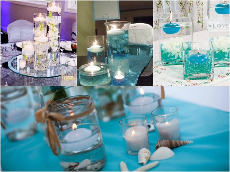 idees-decoration-mariage-bougies-flottantes-fleurs-blanches-coquillages