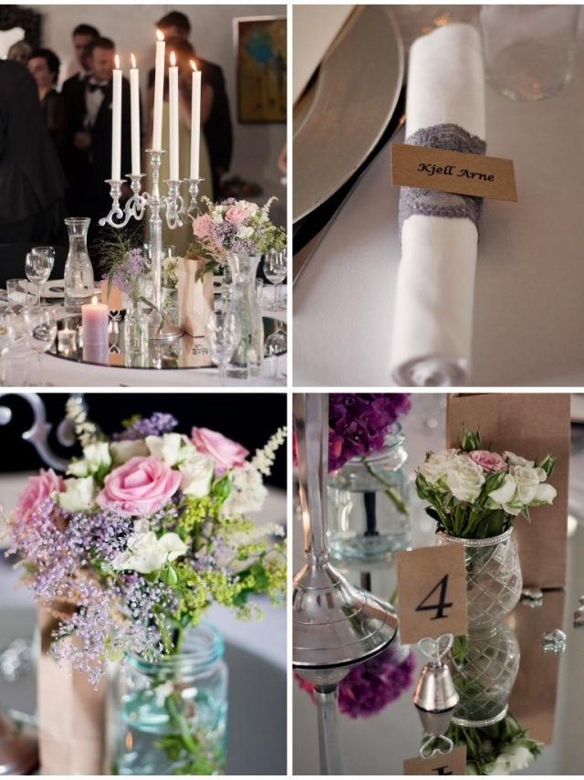 idees-decoration-mariage-rond-serviette-dentelle-bouquet-roses-bougeoir-argent