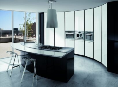 ilot-de-cuisine-electromenager-encastrable-tabourets-bar-lampe-plafond