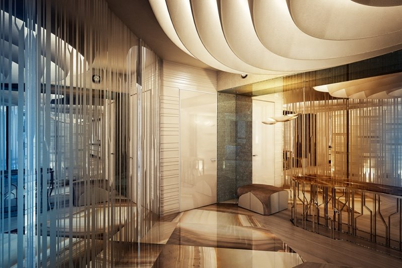 interieur-design-moderne-mur-miroir-plafond-ondes-carrelage-sol