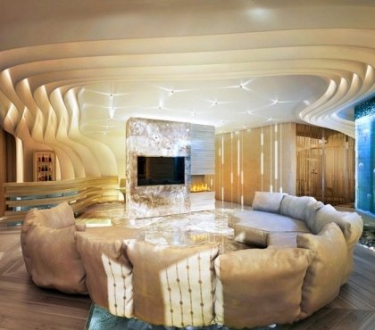 interieur-design-moderne-plafond-décoratif-ondes-canapé-modulable-aquarium-méduses