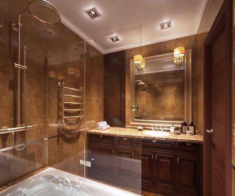 intérieur-design-salle-bain-moderne-faux-plafond-spots-mobilier-bois