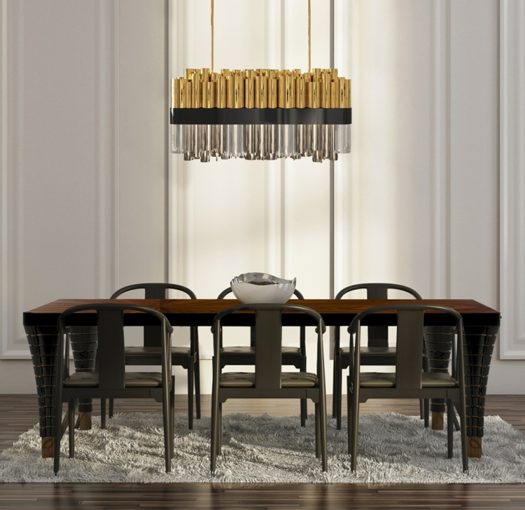 luminaire salle à manger lampe-plafond-chaise-tapis-parquet-stratifie